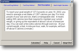 Click to open the Diet Description's help topic.